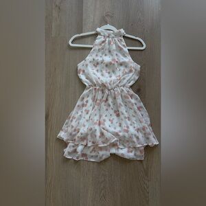 Elegant Halter Dress with Floral Design